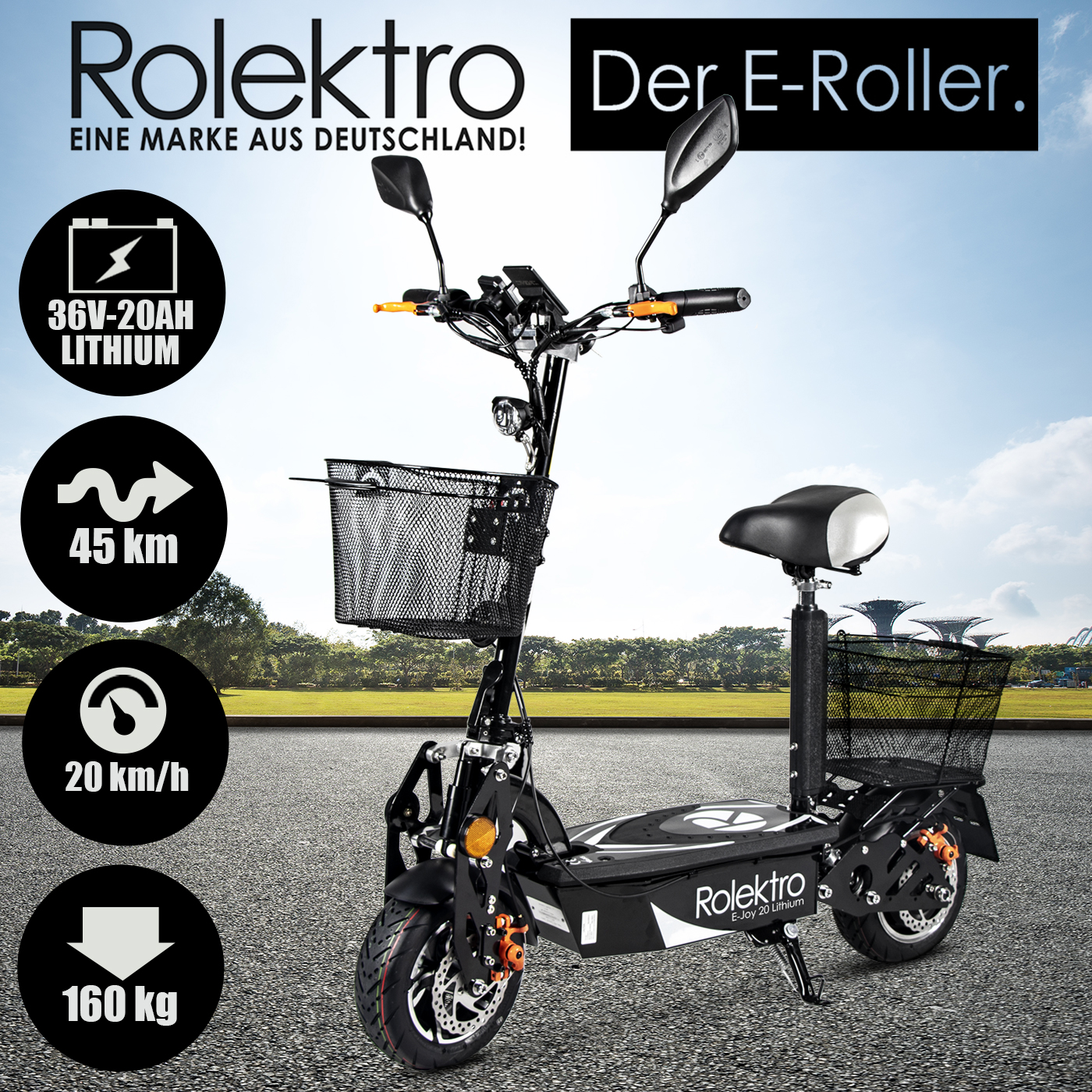 Rolektro E-Joy 20 Lithium, Schwarz, 20 km/h