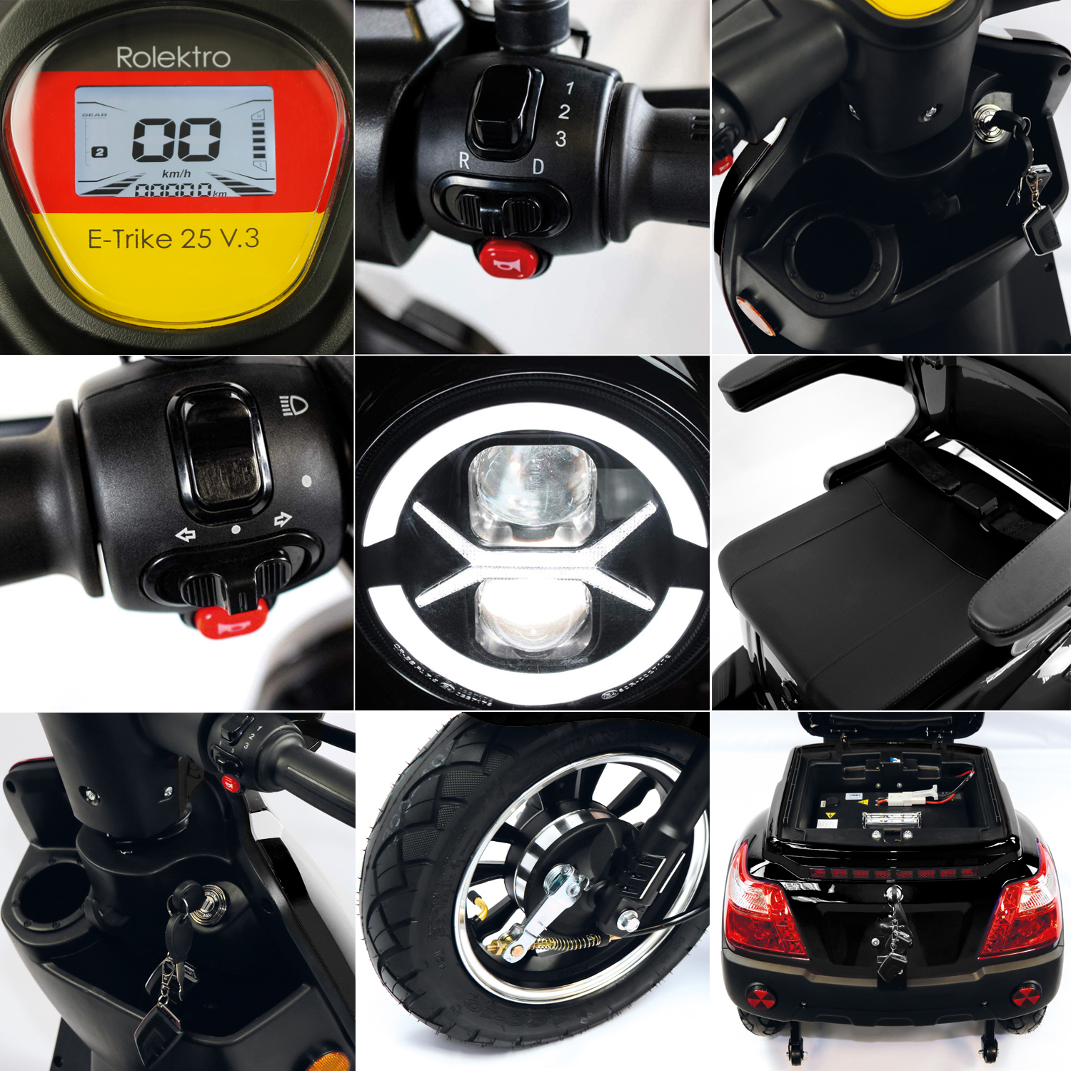 Rolektro E-Trike 25 V.3 Lithium, Schwarz, 25 km/h Rolektro E-Trike 25 V.3 Lithium, Schwarz, 25 km/h