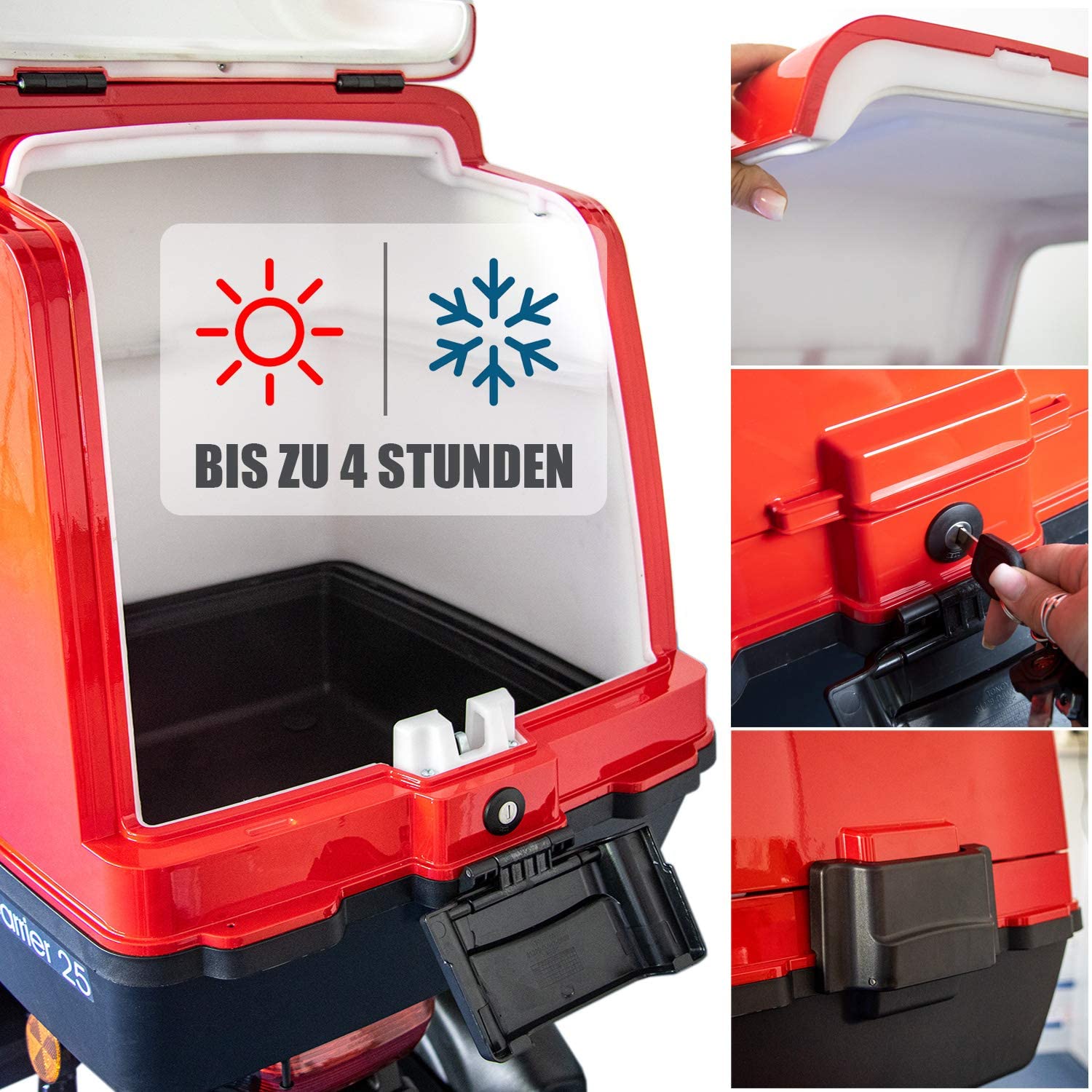 Rolektro E-Carrier 25 V.3 Lithium, Rot, mit XXL-Koffer, 25 km/h Rolektro E-Carrier 25 V.3 Lithium, Rot, mit XXL-Koffer, 25 km/h