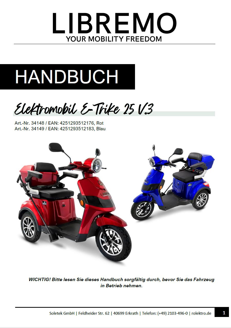 Trike25V3/Lib - Handbuch, Libremo, E-Trike 25 V.3