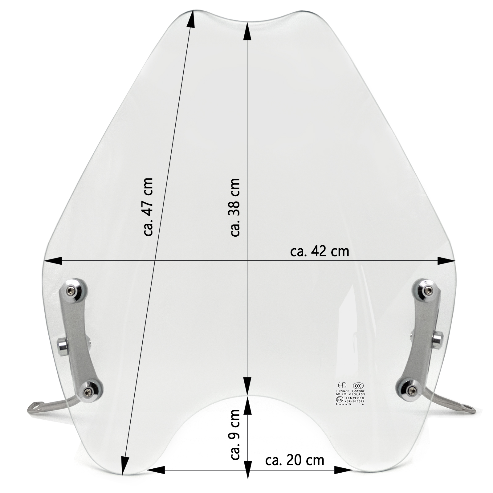 Rolektro, windshield with mount, glass E24