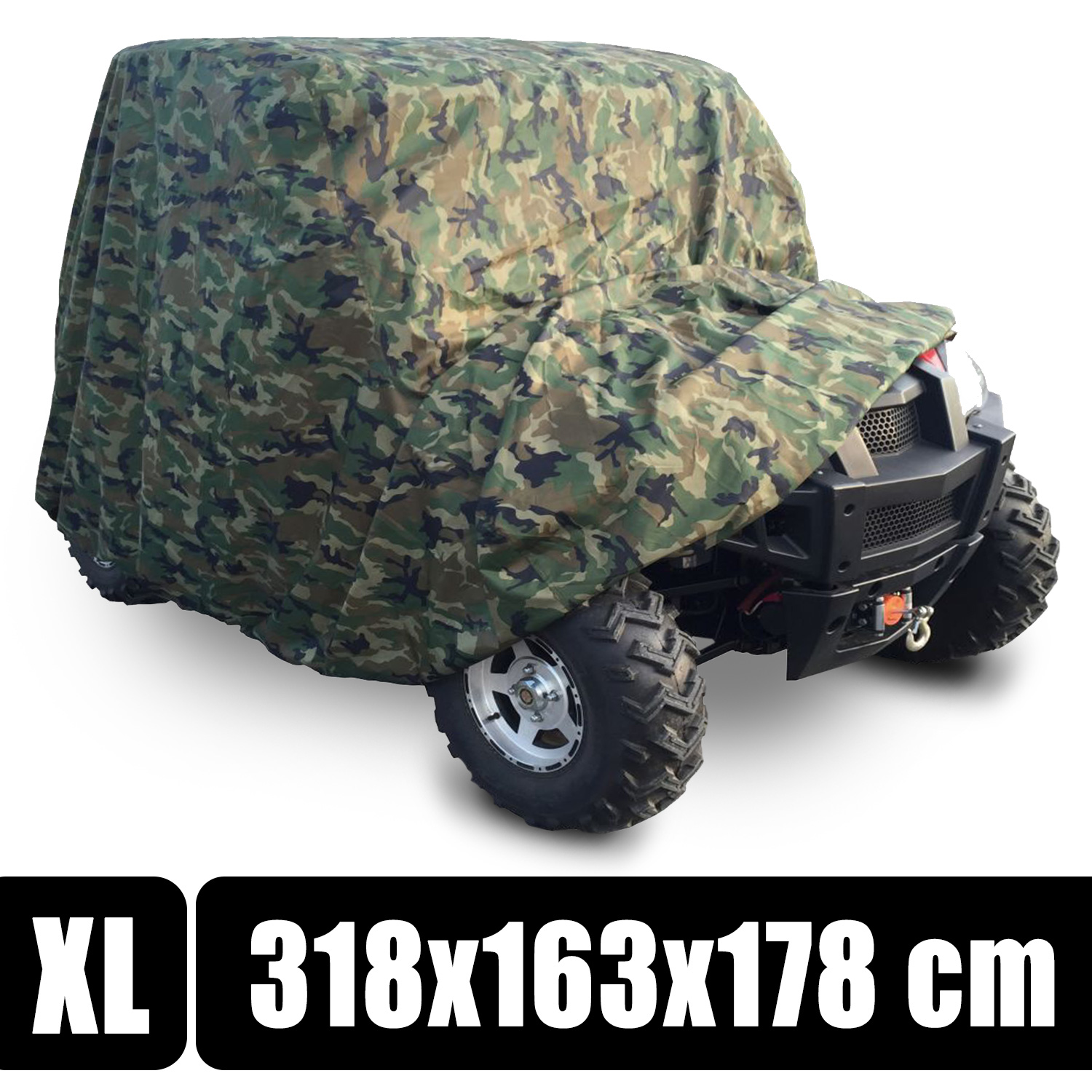 Rolektro, UTV Abdeckplane XL - 318x163x178cm Camouflage mit Gummizug und Transportbeutel