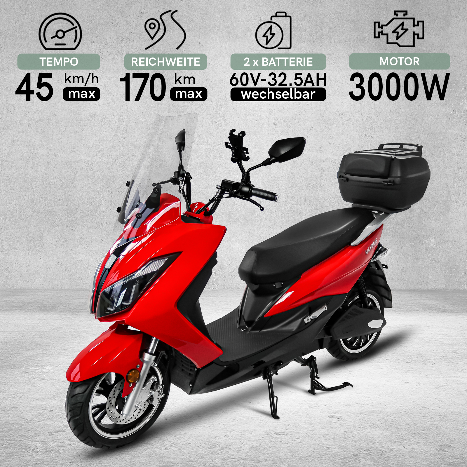 G1, Maximus MX2-45, 2 x Lithium Akkus, 45 km/h