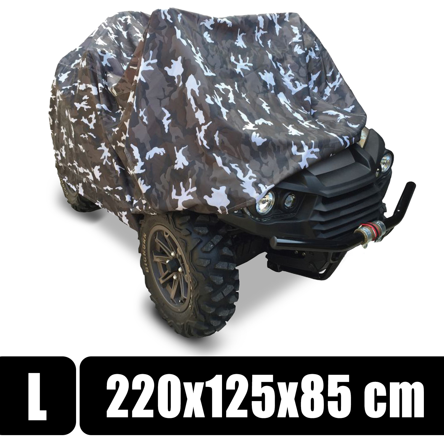 Quad ATV Abdeckplane L 220x125x85cm - Fahrzeug Abdeckung Abdeckhaube Schutzhülle Cover Plane Winter Camouflage