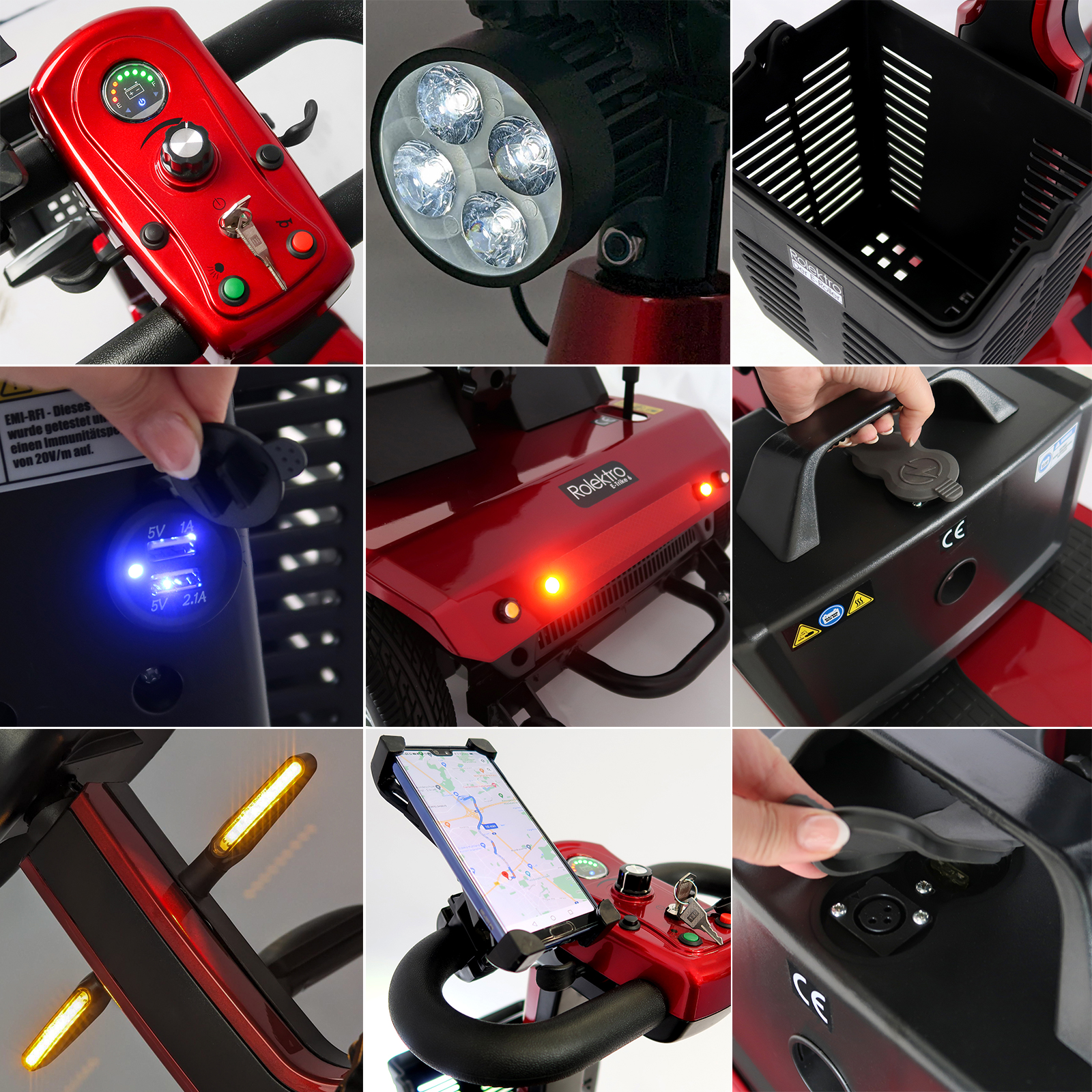 G1, Rolektro E-Trike 6 Blei-Gel, Rot, 6 km/h