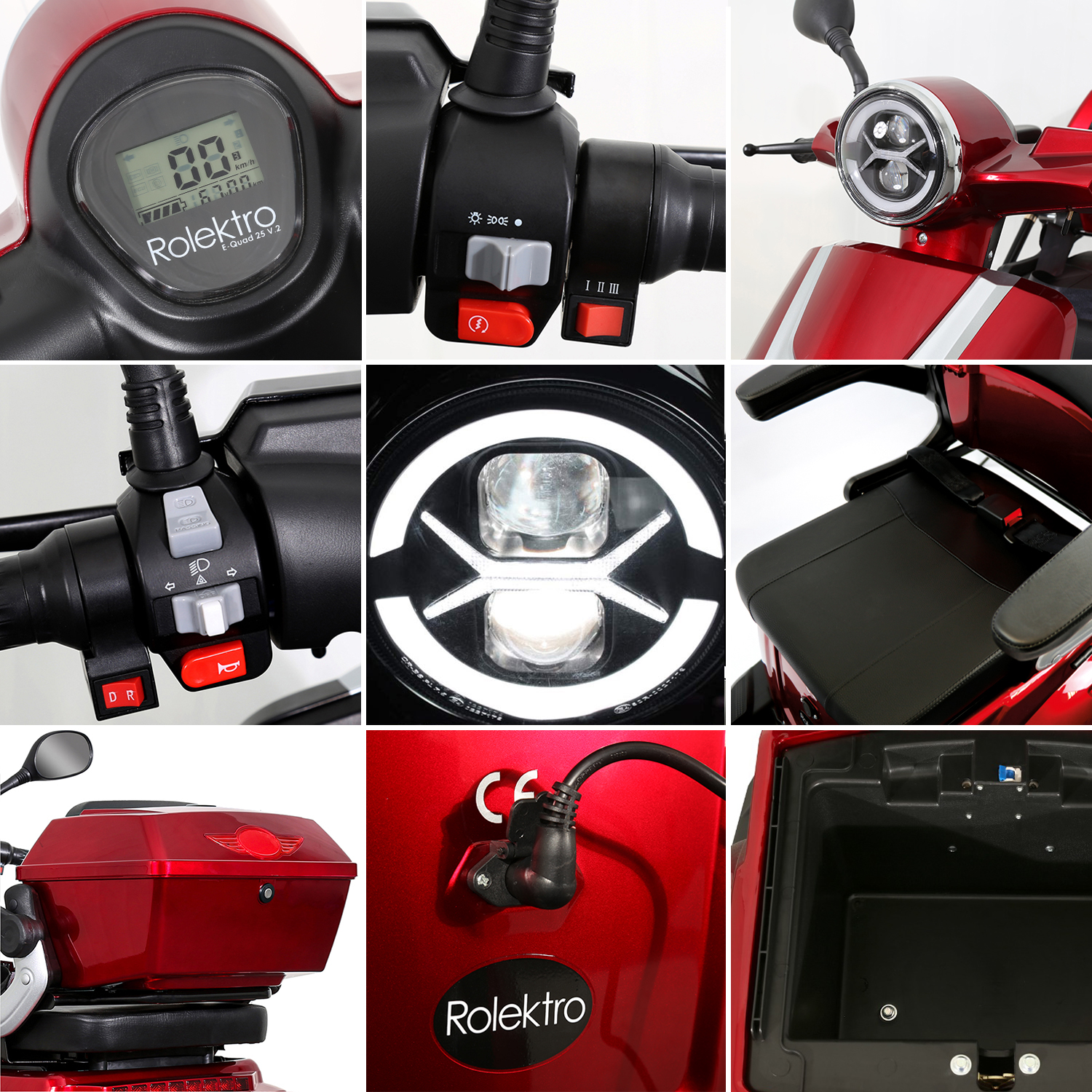 G1, Rolektro E-Quad 25 V.2 Blei-Gel, Rot, 25 km/h