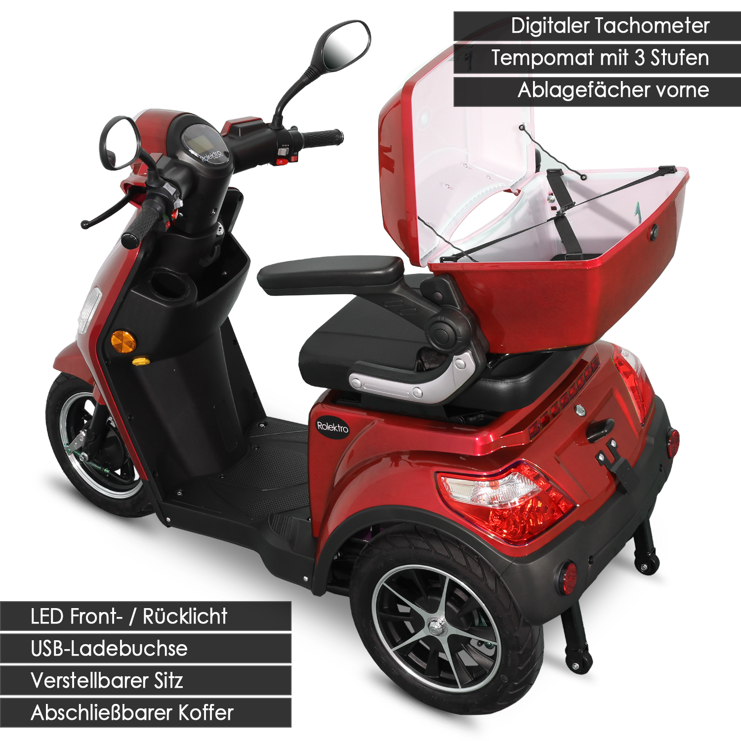 G1, Rolektro E-Trike 15 V.2 Blei-Gel, Rot, 15 km/h