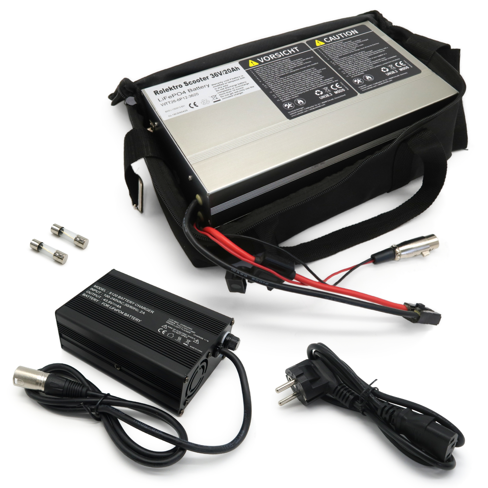 BT250/Fun20/Fun20-2/Fun20V2 - Akku-Tasche LiFePo4, 36V-20Ah inkl. Ladegerät