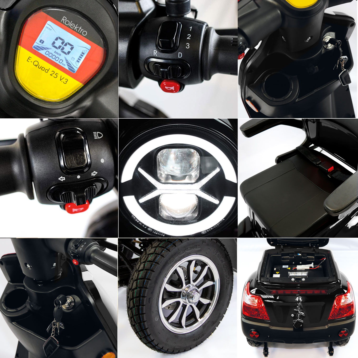 G2, Rolektro E-Quad 25 V.3 Lithium, Schwarz, 25 km/h