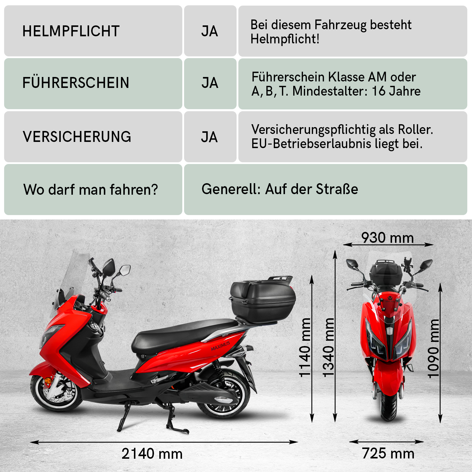G1, Maximus MX2-45, 2 x Lithium Akkus, 45 km/h