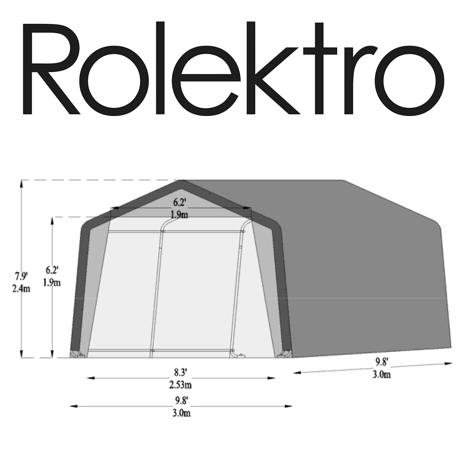 Rolektro-Z. Garage XXL-Motorrad, PE 200g/m², Weiß, L:3m B:3m H:2,4m,