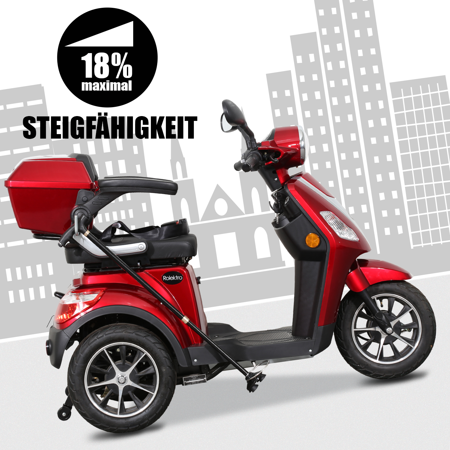 G1, Rolektro E-Trike 15 V.2 Blei-Gel, Rot, 15 km/h