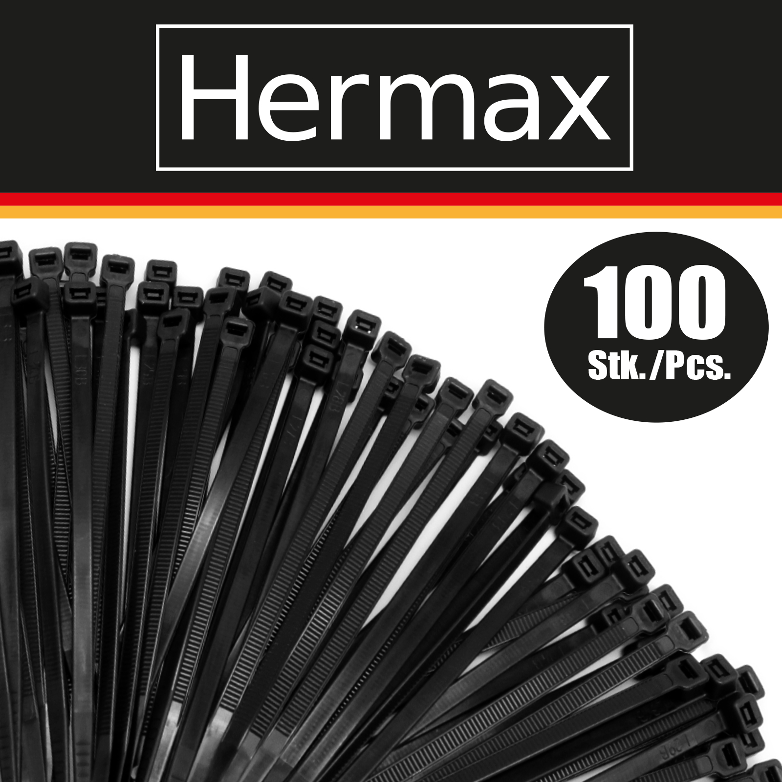 Kabelbinder, schwarz, 7,6 x 300mm, 100 Stk
