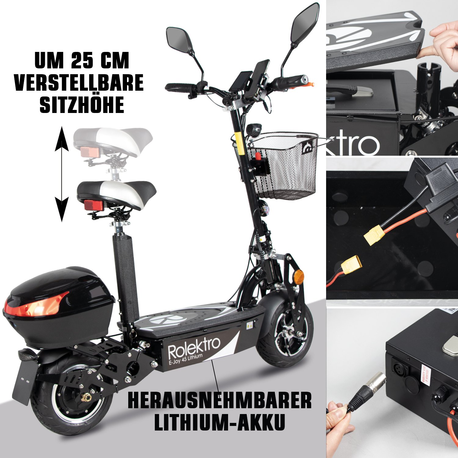 Rolektro E-Joy 45 Lithium, Schwarz, 45 km/h Rolektro E-Joy 45 Lithium, Schwarz, 45 km/h