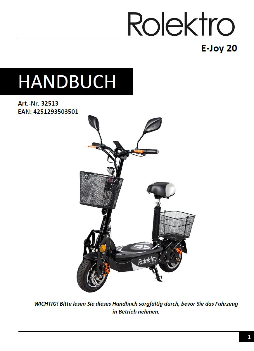 Joy20 - Handbuch E-Joy 20 mit Blei Akku / Stand: 05/2021