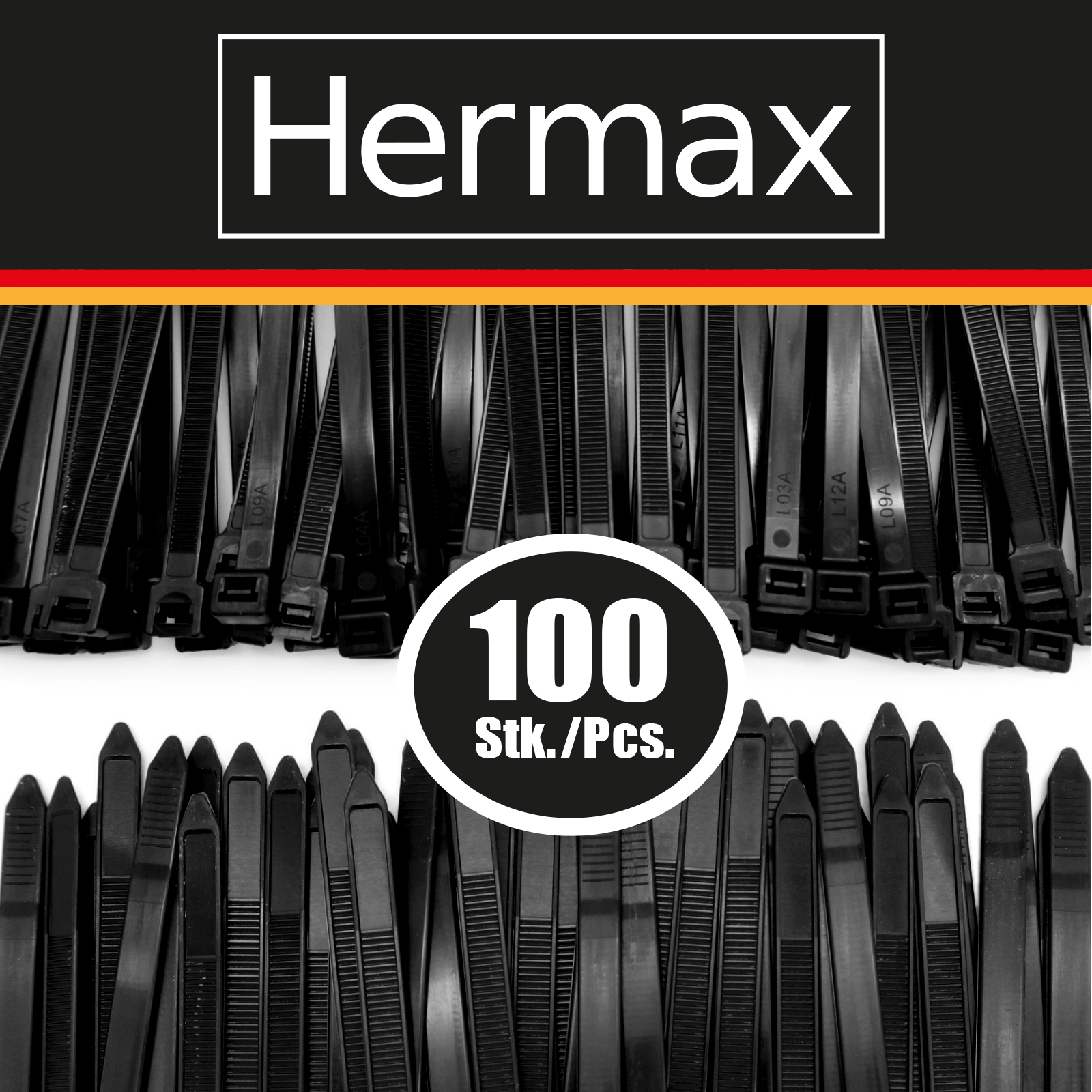 Kabelbinder, schwarz, 7,6 x 750mm, 100 Stk