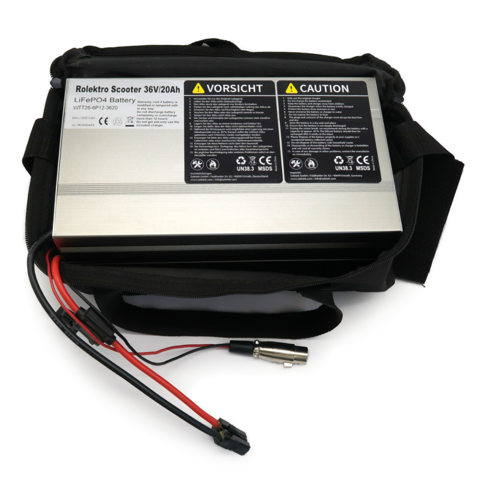 BT250/Fun20/Fun20-2/Fun20V2 - Akku-Tasche LiFePo4, 36V-20Ah inkl. Ladegerät