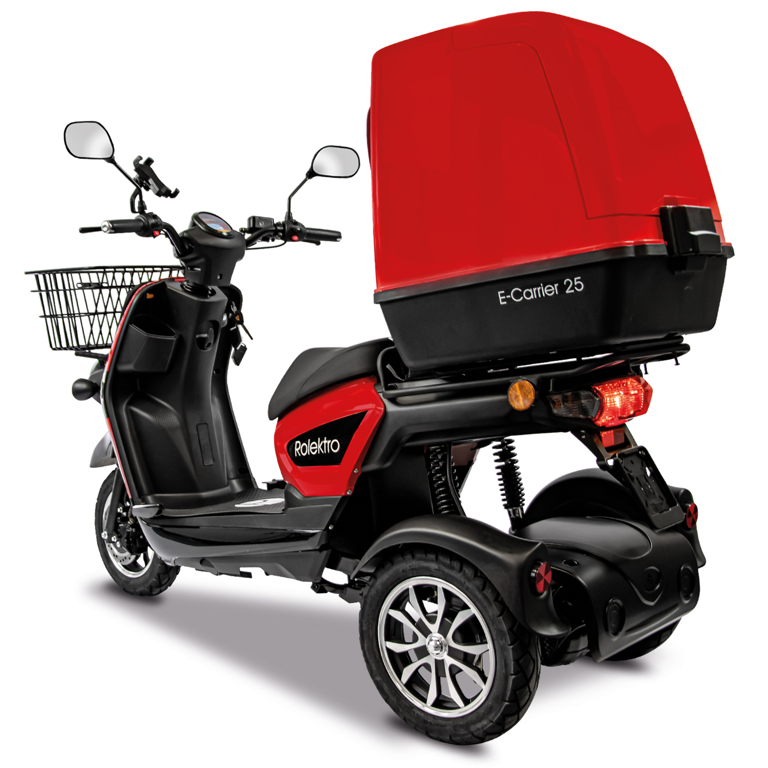 Rolektro E-Carrier 25 V.3 Lithium, Rot, mit XXL-Koffer, 25 km/h Rolektro E-Carrier 25 V.3 Lithium, Rot, mit XXL-Koffer, 25 km/h