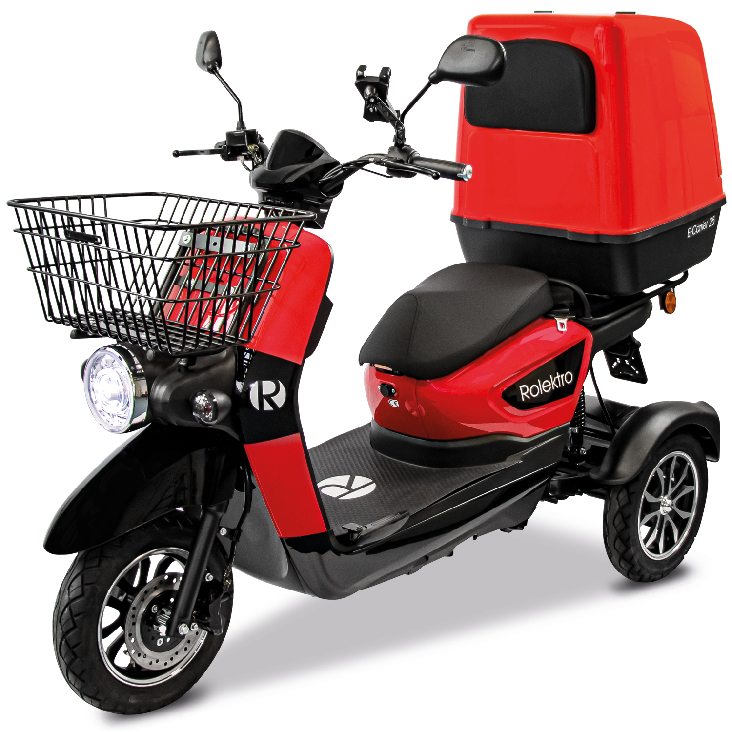 Rolektro E-Carrier 25 V.3 Lithium, Rot, mit XXL-Koffer, 25 km/h Rolektro E-Carrier 25 V.3 Lithium, Rot, mit XXL-Koffer, 25 km/h