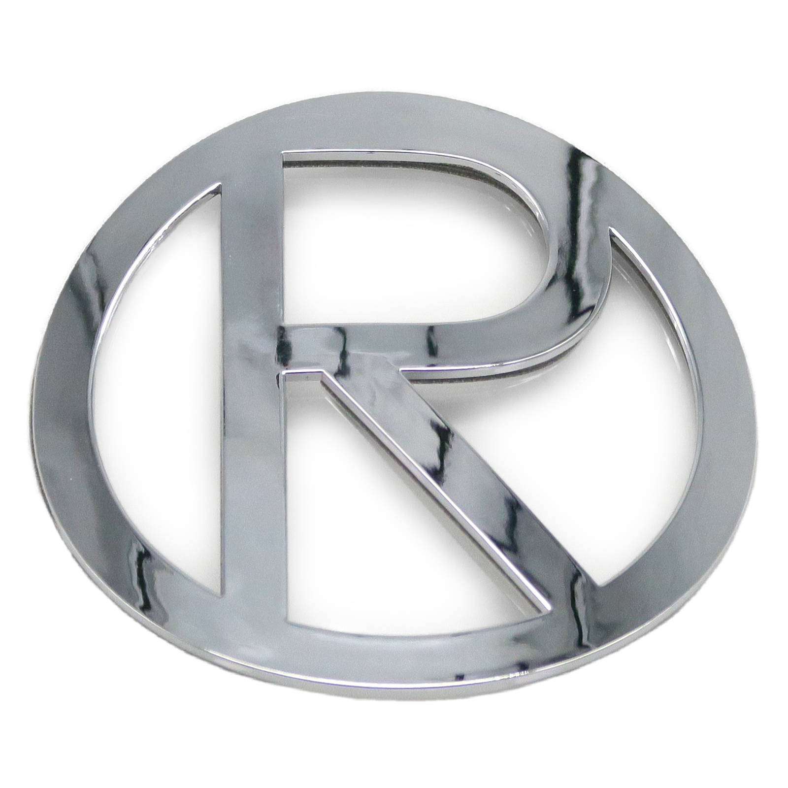 Trike15/25V2Pm/V3Pm/Quad15/25V2Pm/V3Pm/R31 - Aufkleber, Rolektro Logo, R, rund, 80mm, Metalloptik, vorne
