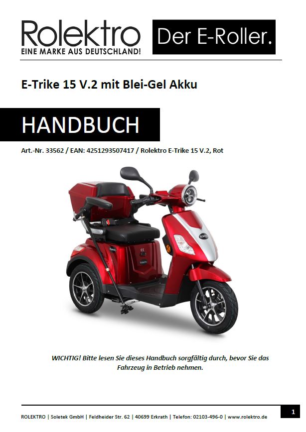 Trike15 - Handbuch E-Trike 15 V.2 / R26