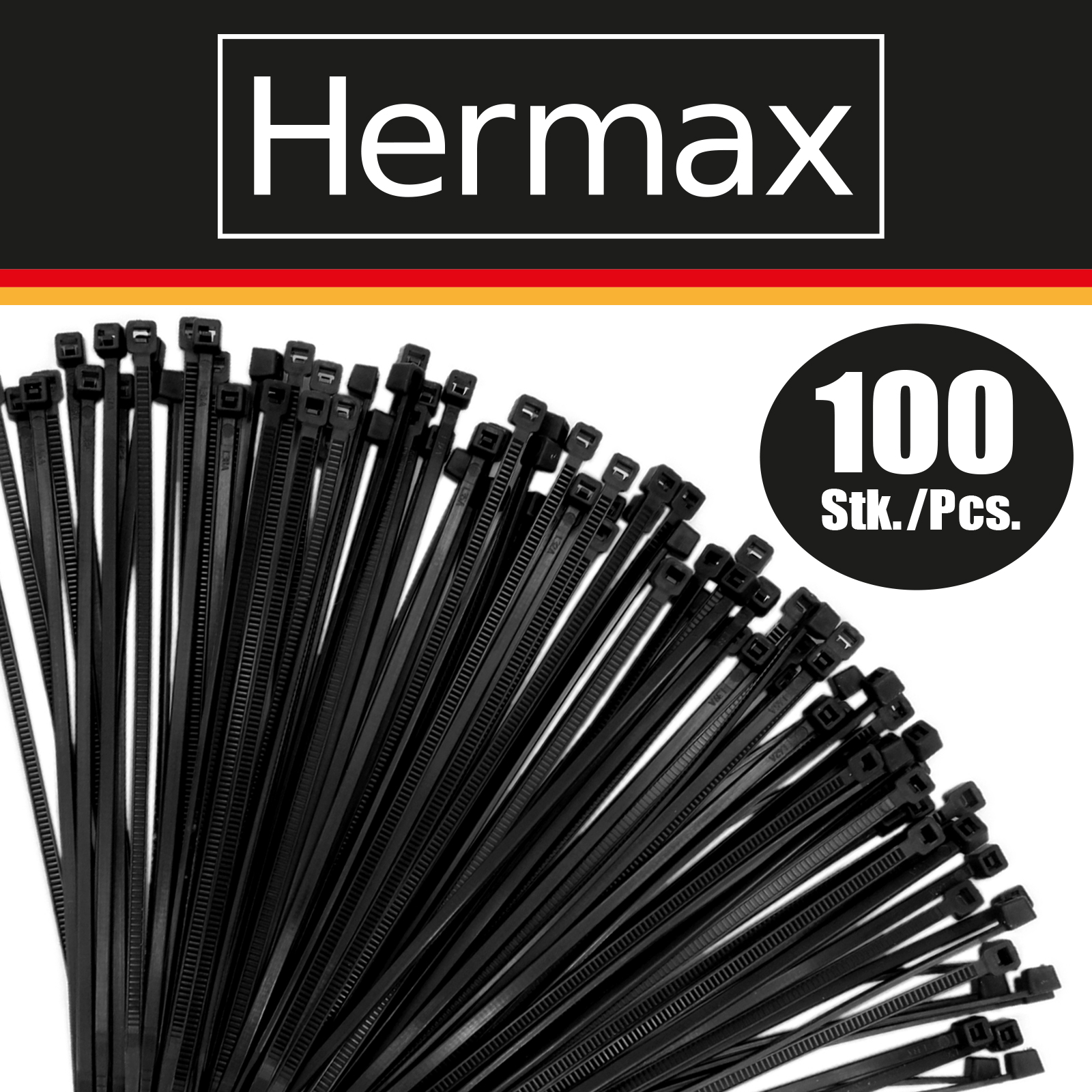 Kabelbinder, schwarz, 2,5 x 200mm, 100 Stk