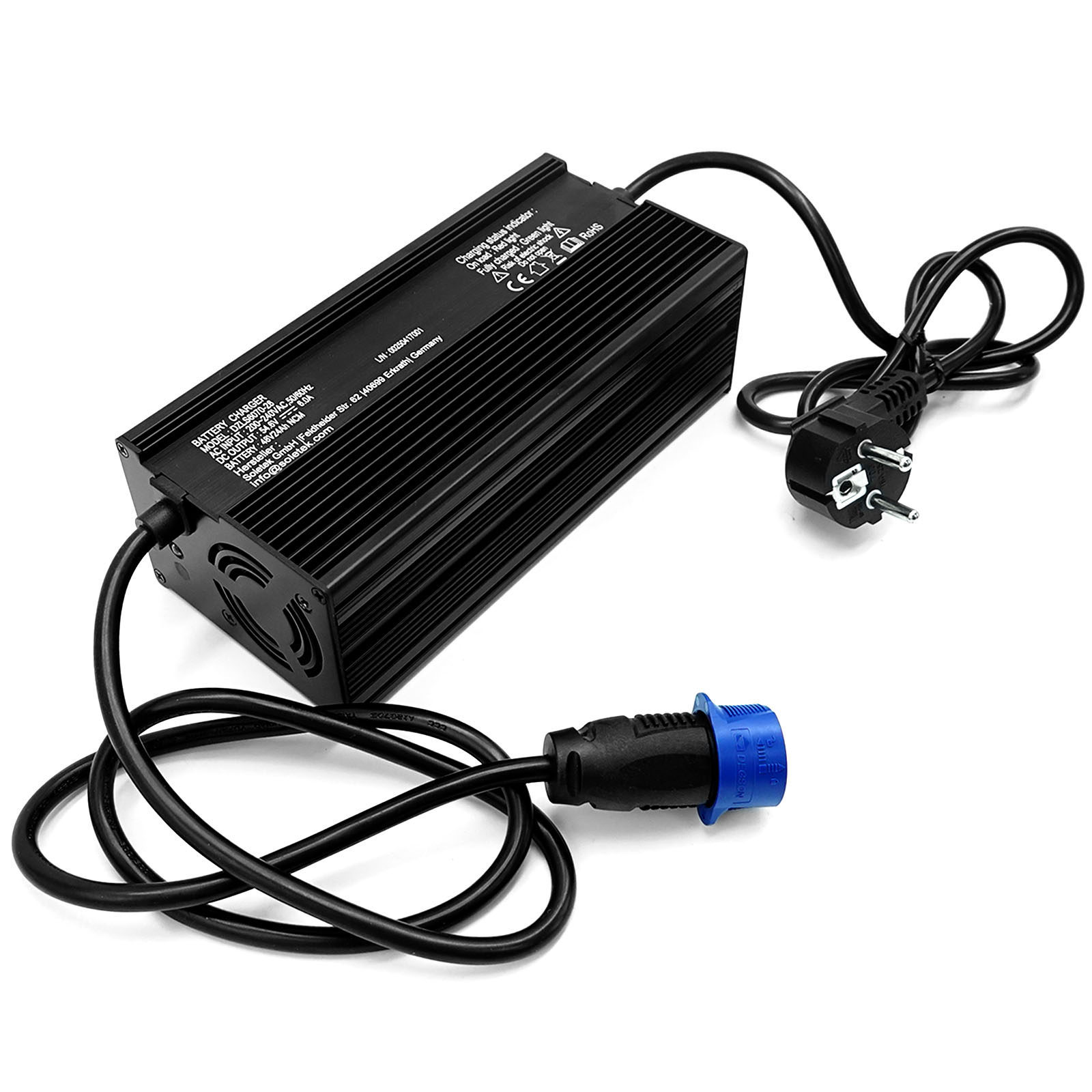 MX4/EM4 - 48V/6A charger for lithium NCM battery, round, aluminum housing