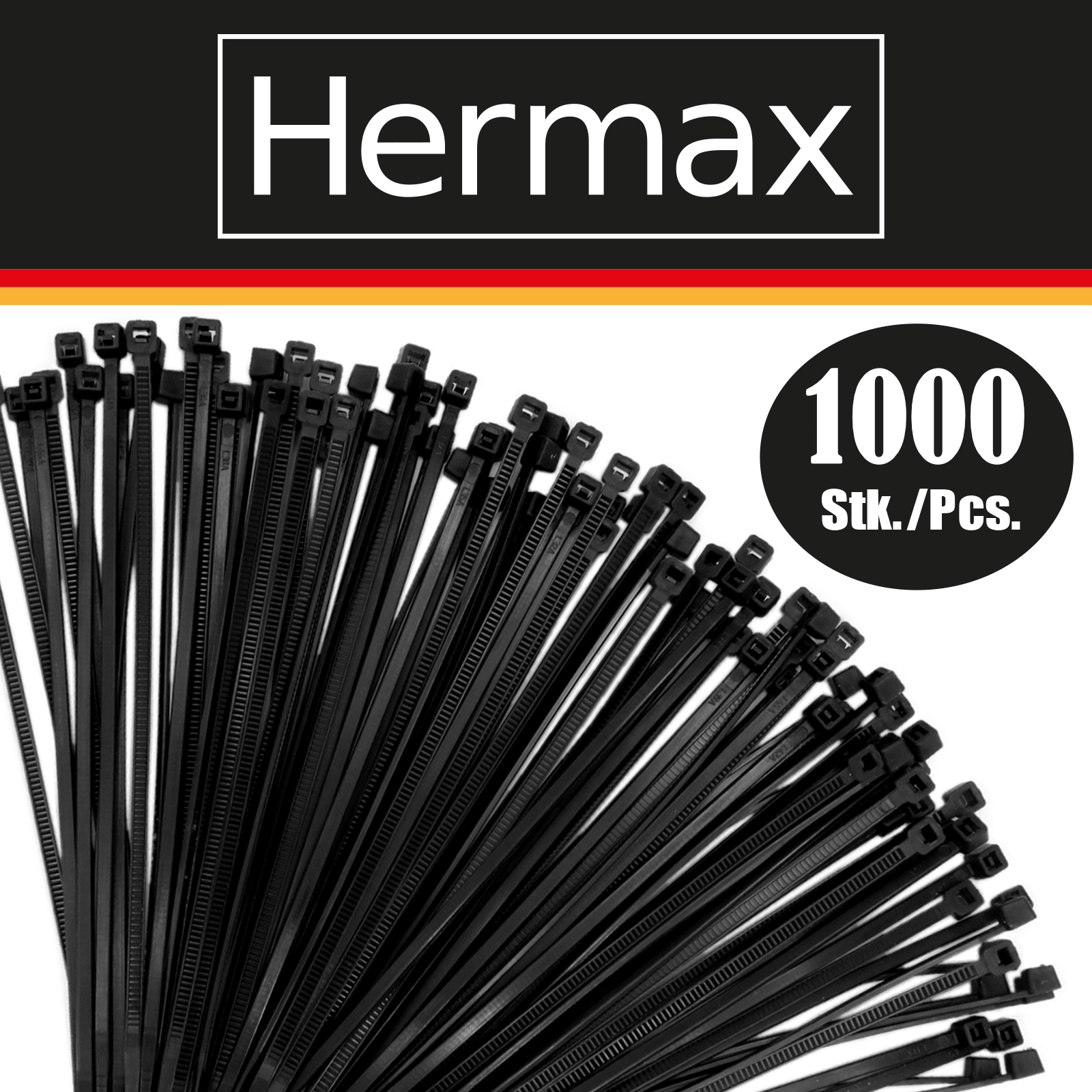 Kabelbinder, schwarz, 2,5 x 200mm, 1000 Stk 