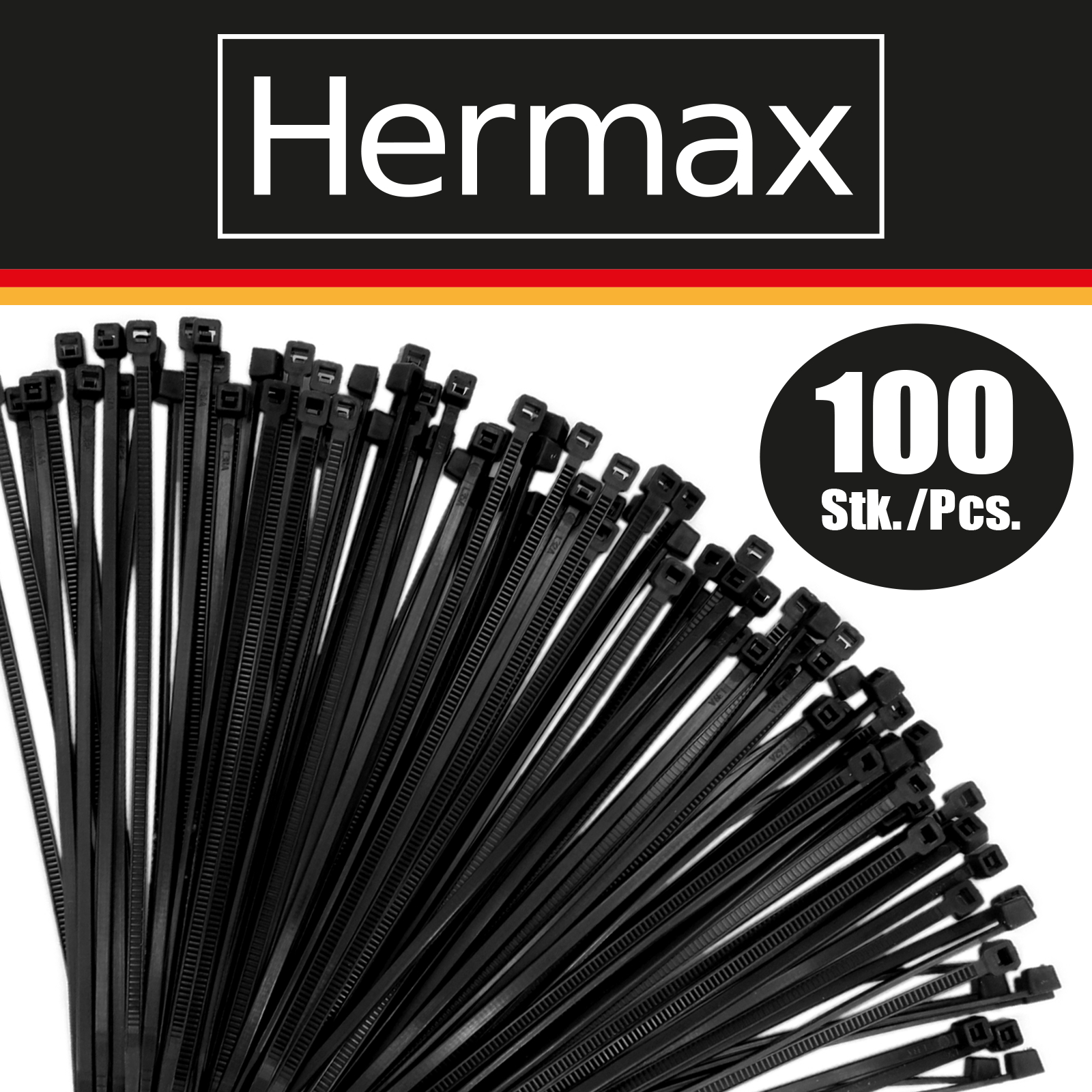 Kabelbinder, schwarz, 4,8 x 370mm, 100 Stk