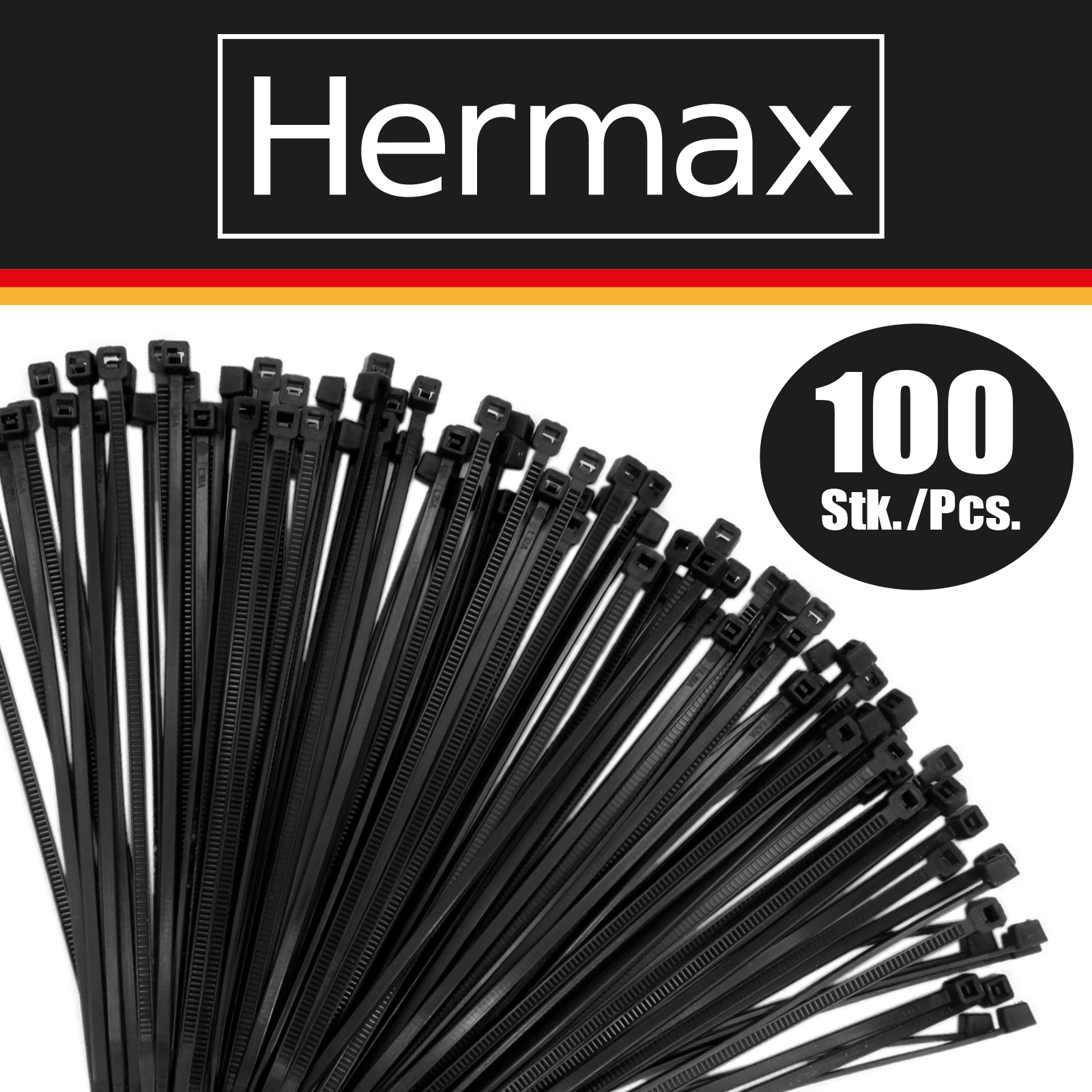 Kabelbinder, schwarz, 4,8 x 450mm, 100 Stk