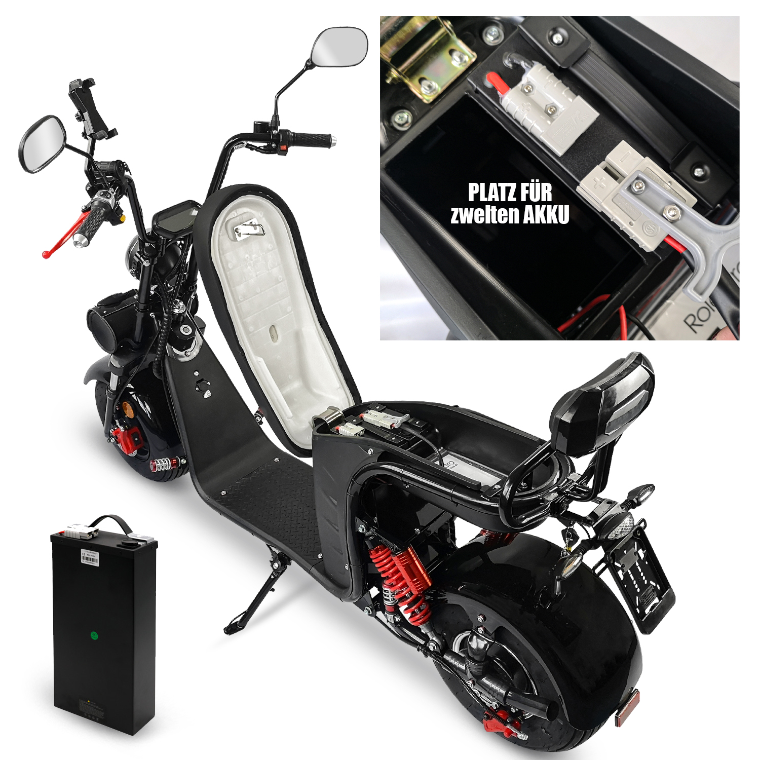 Rolektro, E-Cruiser 45 Lithium, Schwarz, 60V-20Ah Akku, 1500 Watt