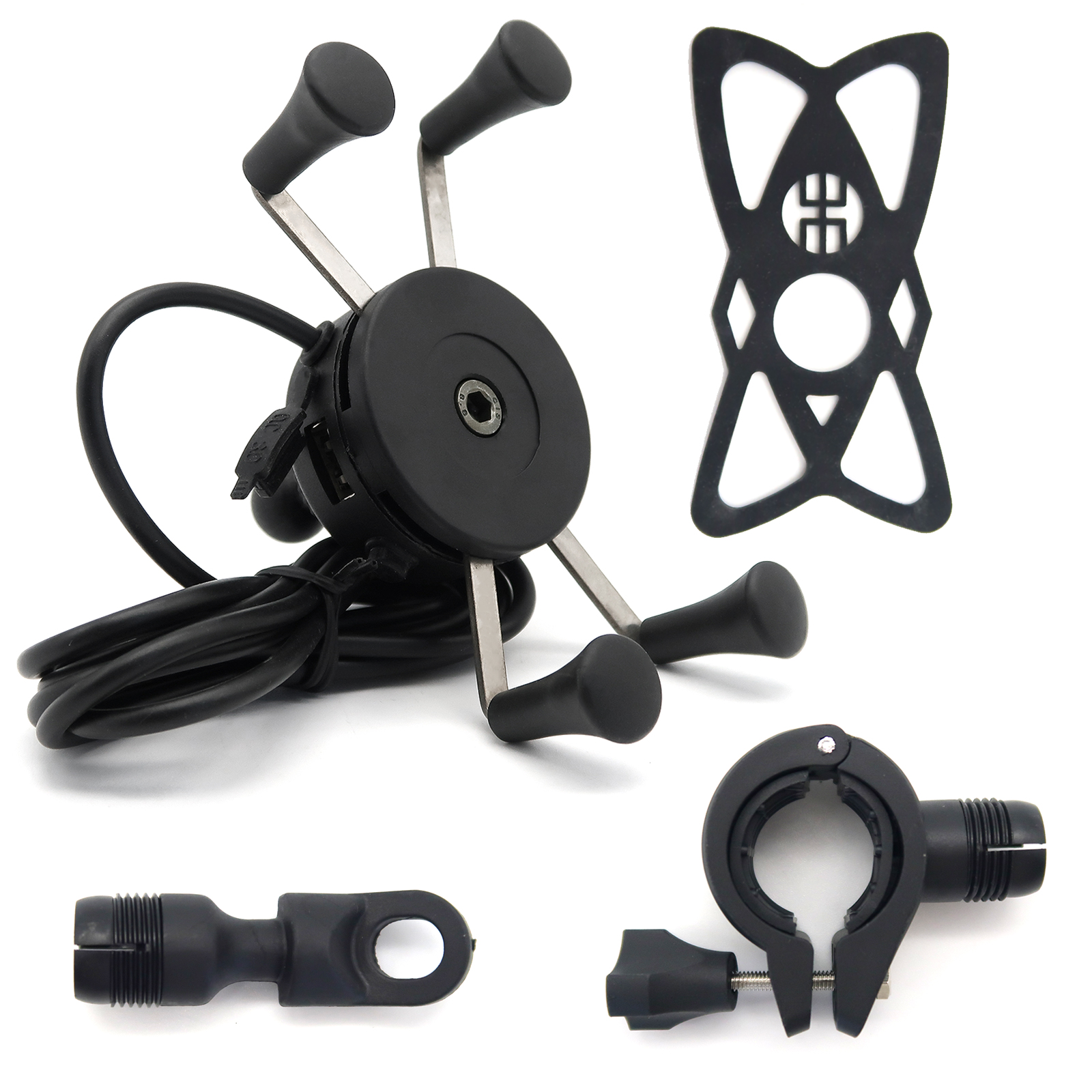 Rolektro, Handyhalterung, 3,5-7", 2 Adapter, USB-Anschluss, 360 Grad drehbar Rolektro, Handyhalterung, 3,5-7", 2 Adapter, USB-Anschluss, 360 Grad drehbar