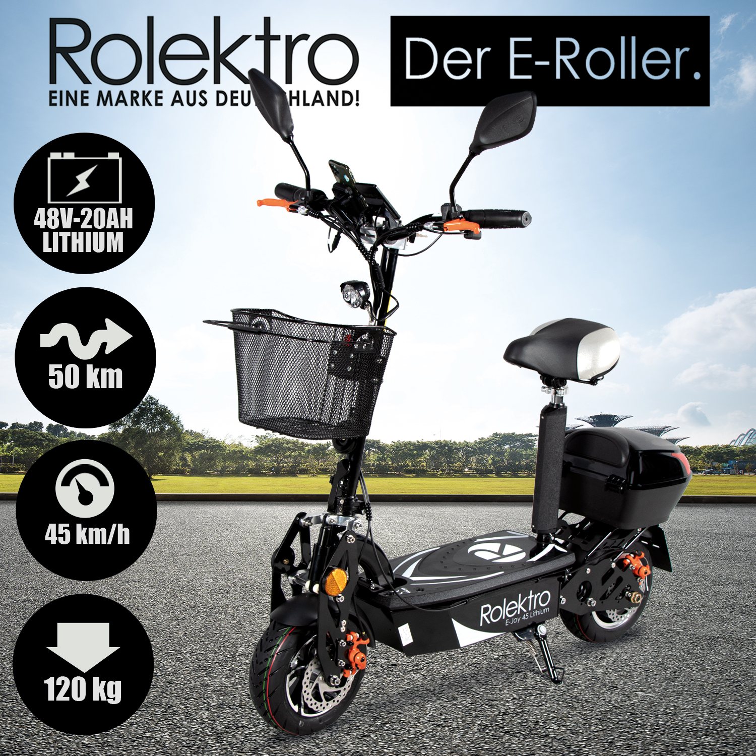 Rolektro E-Joy 45 Lithium, Schwarz, 45 km/h