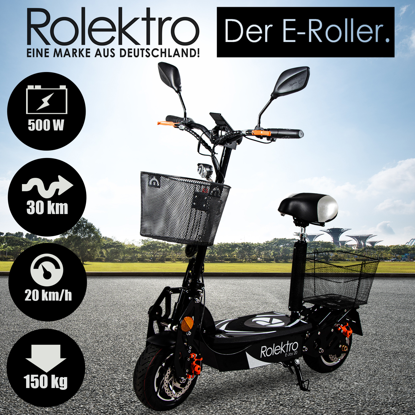 Rolektro E-Joy 20 Blei-Gel, Schwarz, 20 km/h